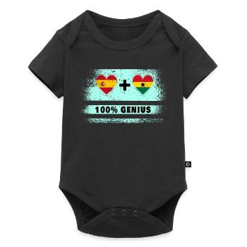 Flagge von Spanien und Ghana 100% genial - Baby Premium Kurzarmbody - Schwarz - Vorne