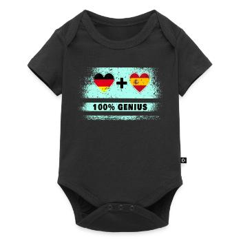 Spanien und Deutschland Flagge 100% genial - Baby Premium Kurzarmbody - Schwarz - Vorne