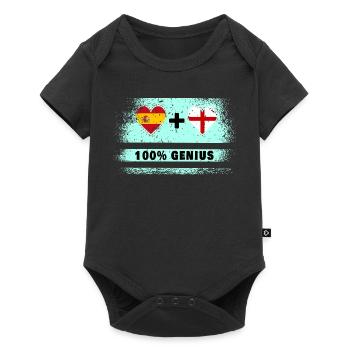 Spanien und England Flagge 100% genial - Baby Premium Kurzarmbody - Schwarz - Vorne