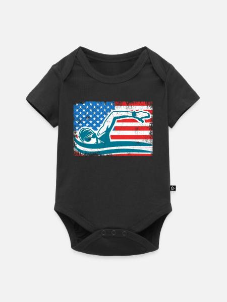 4. Juli Schwimmen - Baby Premium Kurzarmbody - Schwarz