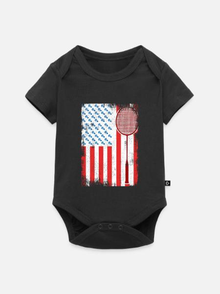 4. Juli Badminton - Baby Premium Kurzarmbody - Schwarz