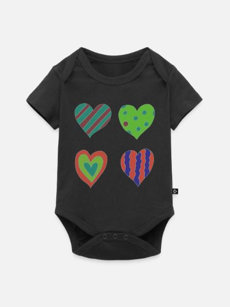 herzen variation - Baby Premium Kurzarmbody - Schwarz