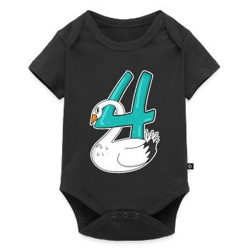4 Jahre alt - 4. Geburtstag mit Tier Motiv - Baby Premium Kurzarmbody - Schwarz - Vorne