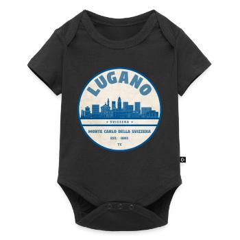 Lugano Skyline Badge - Body à manches courtes Premium Bébé - noir - Devant