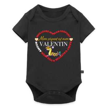 Mon serpent est mon Valentin - Body à manches courtes Premium Bébé - noir - Devant