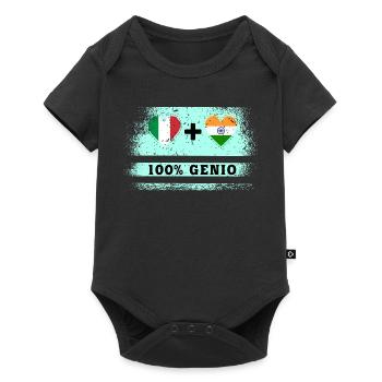 Italien und Indien 100% Genius Flagge - Baby Premium Kurzarmbody - Schwarz - Vorne