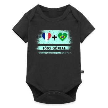 Drapeau France et Brésil 100% génial - Body à manches courtes Premium Bébé - noir - Devant