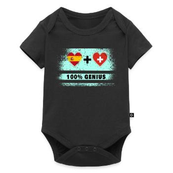 Spanien und Schweiz 100% Flaggengenie - Baby Premium Kurzarmbody - Schwarz - Vorne