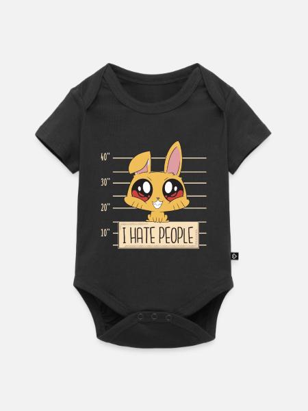 Hase I Hate People - Baby Premium Kurzarmbody - Schwarz