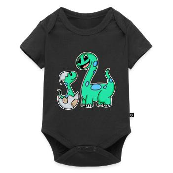 Dinosaurier mit Baby Dinosaurier Familie - Baby Premium Kurzarmbody - Schwarz - Vorne