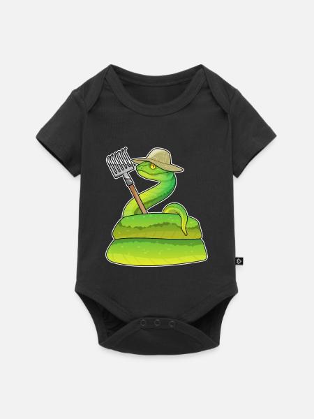 Schlange Landwirt Harke Bauernhof - Baby Premium Kurzarmbody - Schwarz