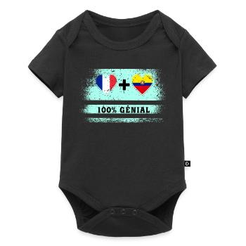 Flag France and Ecuador 100% awesome - Baby Premium short-sleeve bodysuit - black - Front