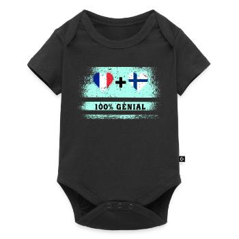 Drapeau France et Europe 100% génial - Body à manches courtes Premium Bébé - noir - Devant