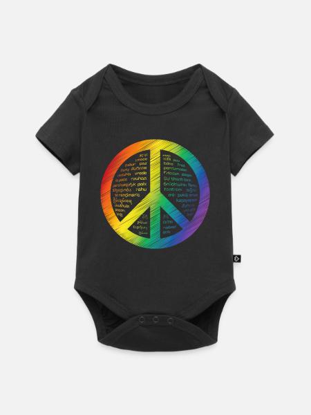 Leuchtendes Friedenszeichen - Baby Premium Kurzarmbody - Schwarz