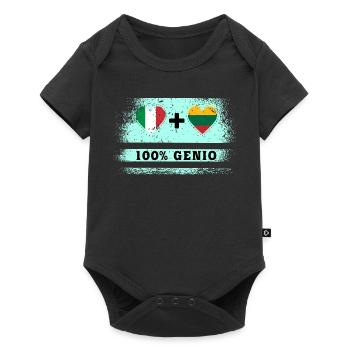 L’Italie et la Lituanie 100% drapeau de génie - Body à manches courtes Premium Bébé - noir - Devant