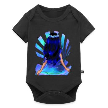 Fleur Enfant Noir Bleu Cheveux Rose Fille - Body à manches courtes Premium Bébé - noir - Devant