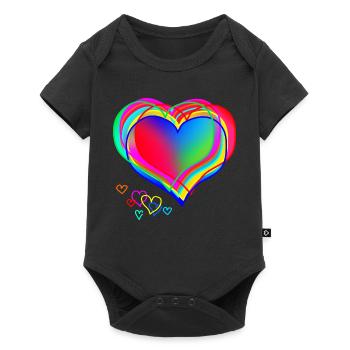Heart Design Colorful Abstract Valentine's Day - Baby Premium short-sleeve bodysuit - black - Front