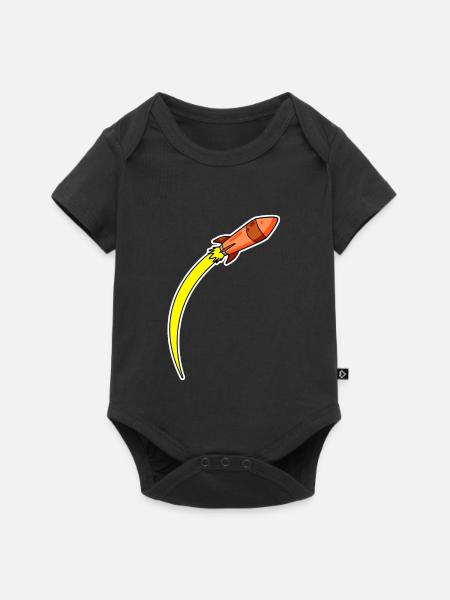 Rakete Orange - Baby Premium Kurzarmbody - Schwarz