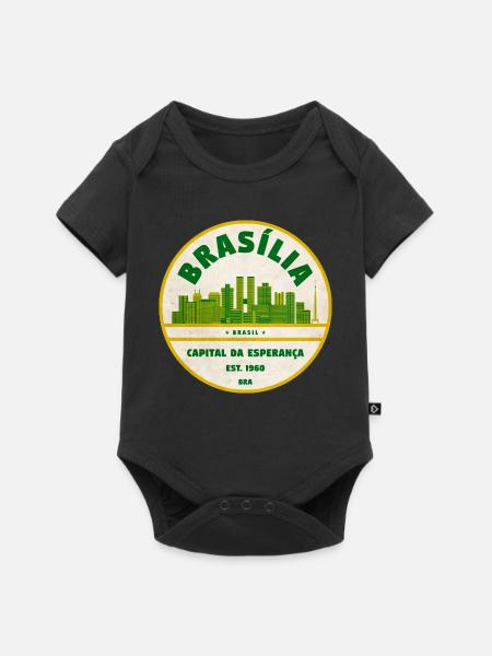 Brasília Skyline Retro Emblem - Baby Premium Kurzarmbody - Schwarz