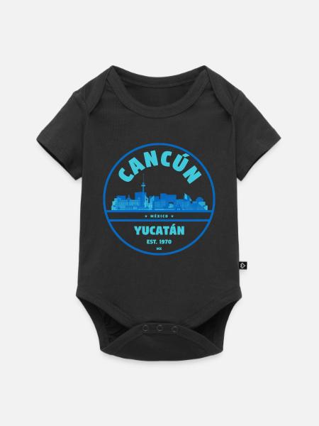 Cancún Yucatán Skyline Emblem - Baby Premium Kurzarmbody - Schwarz