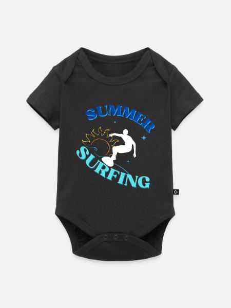 Sunset Surfing Vibes - Baby Premium Kurzarmbody - Schwarz