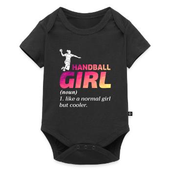 Handball Mädchen Handballer Lustiger Spruch - Baby Premium Kurzarmbody - Schwarz - Vorne