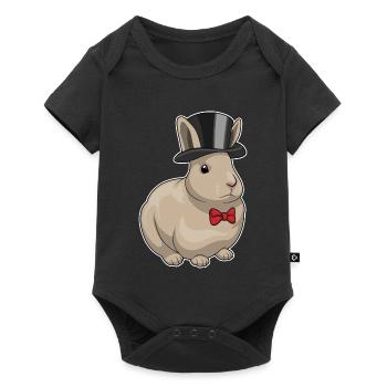 Hase Bräutigam Zylinder Hochzeit - Baby Premium Kurzarmbody - Schwarz - Vorne