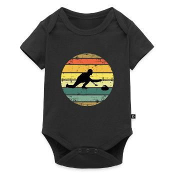 Stone Curling Winter Sport 80s Style Retro Vintage - Baby Premium short-sleeve bodysuit - black - Front