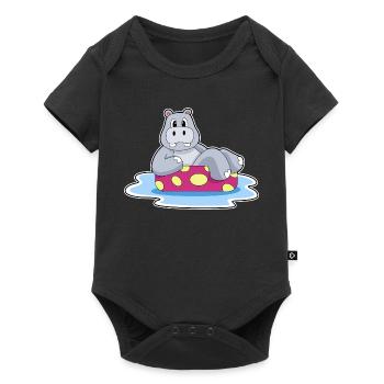 Nilpferd kleines Boot - Baby Premium Kurzarmbody - Schwarz - Vorne