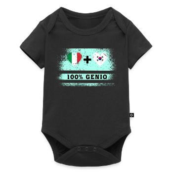 Italie et Corée du Sud 100% drapeau brillant - Body à manches courtes Premium Bébé - noir - Devant