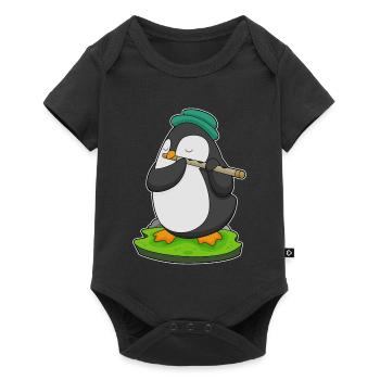 Pingouin Musicien Flûte Musique - Body à manches courtes Premium Bébé - noir - Devant