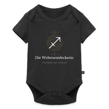 Weltenentdeckerin Sternzeichen - Baby Premium Kurzarmbody - Schwarz - Vorne