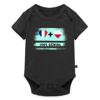 Drapeau France et Pologne 100% génial - Body à manches courtes Premium Bébé - noir - Devant
