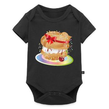 Un chou à la crème fourré avec un nœud cadeau - Body à manches courtes Premium Bébé - noir - Devant