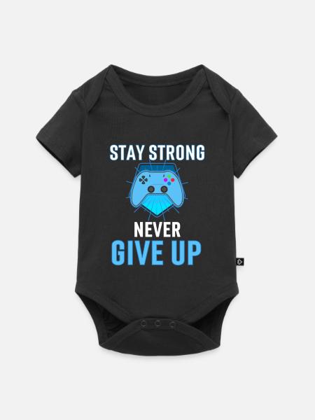 Never Give Up Gamer Hymne auf - Baby Premium Kurzarmbody - Schwarz