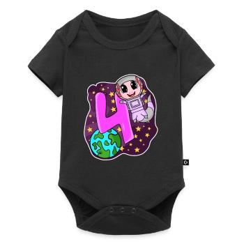 4th Birthday - 4 Years Astronaut Girl Gift - Baby Premium short-sleeve bodysuit - black - Front