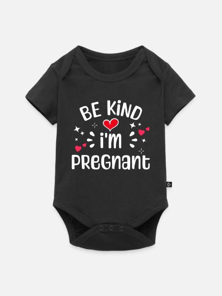 Schwanger Statement Schwangerschaft Babybauch - Baby Premium Kurzarmbody - Schwarz