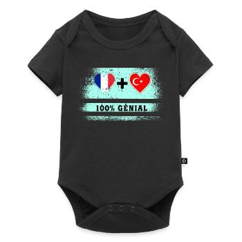 Drapeau France et Turquie 100% génial - Body à manches courtes Premium Bébé - noir - Devant