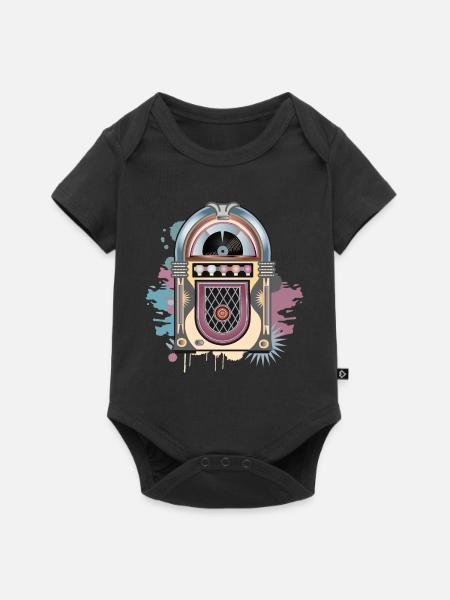 Jukebox im Graffiti Retro Look in Vintage Farben - Baby Premium Kurzarmbody - Schwarz
