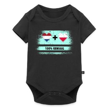 Pologne et Pays-Bas Drapeau 100% Genius - Body à manches courtes Premium Bébé - noir - Devant