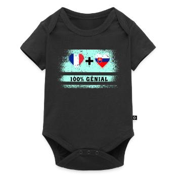 France et Slovaquie Drapeau 100% génial - Body à manches courtes Premium Bébé - noir - Devant