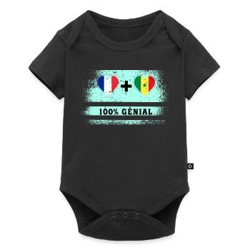 Drapeau France et Sénégal 100% génial - Body à manches courtes Premium Bébé - noir - Devant