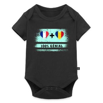 Drapeau de la France et de la Roumanie 100% génial - Body à manches courtes Premium Bébé - noir - Devant