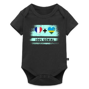 Drapeau France et Rwanda 100% génial - Body à manches courtes Premium Bébé - noir - Devant