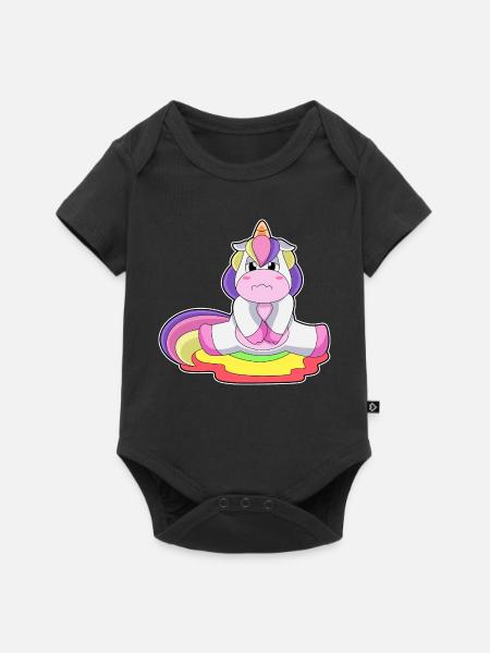 Einhorn Toilette - Baby Premium Kurzarmbody - Schwarz