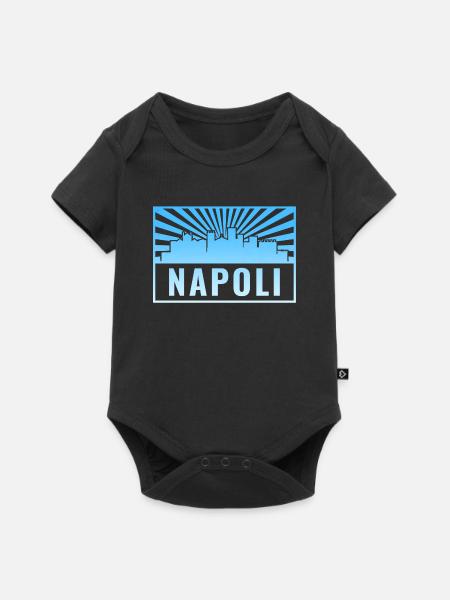 Napoli Skyline Sonnenstrahlen - Baby Premium Kurzarmbody - Schwarz
