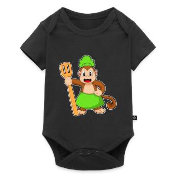 Monkey Cook Spatula Cooking - Baby Premium short-sleeve bodysuit - black - Front