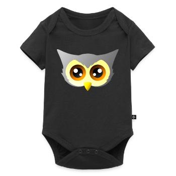 vögel closing, süßes eulengesicht - Baby Premium Kurzarmbody - Schwarz - Vorne