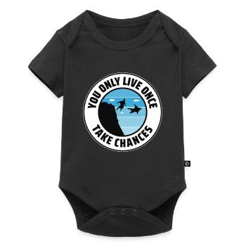 Wingsuit fliegen Base Jumping Fallschirmspringen Wingsuiting - Baby Premium Kurzarmbody - Schwarz - Vorne