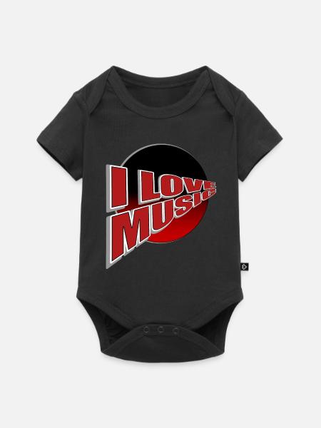 Ich liebe Musik - du auch? - Baby Premium Kurzarmbody - Schwarz